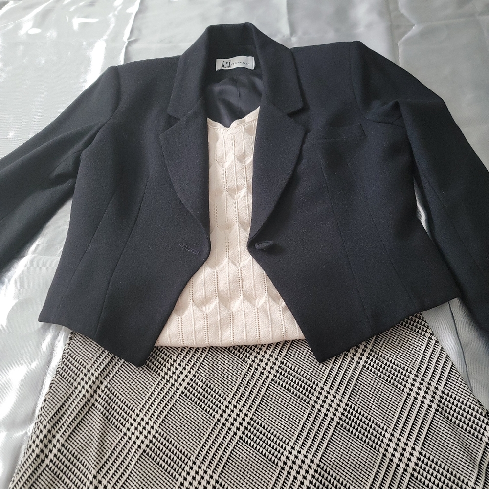 Julie Mitchell Urban Collection Black/Cream Houndstooth Midi Skirt Sz L - Picture 5 of 9